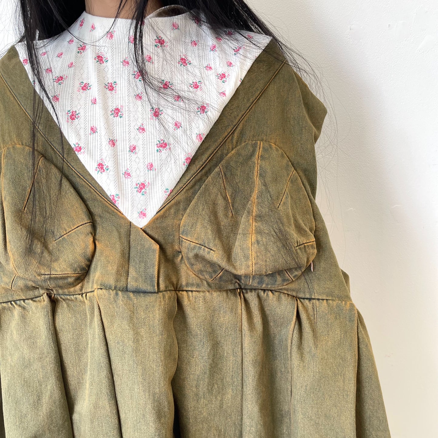 CORN FIELD DENIM DRESS / KHAKI / サーマルデニムドレス