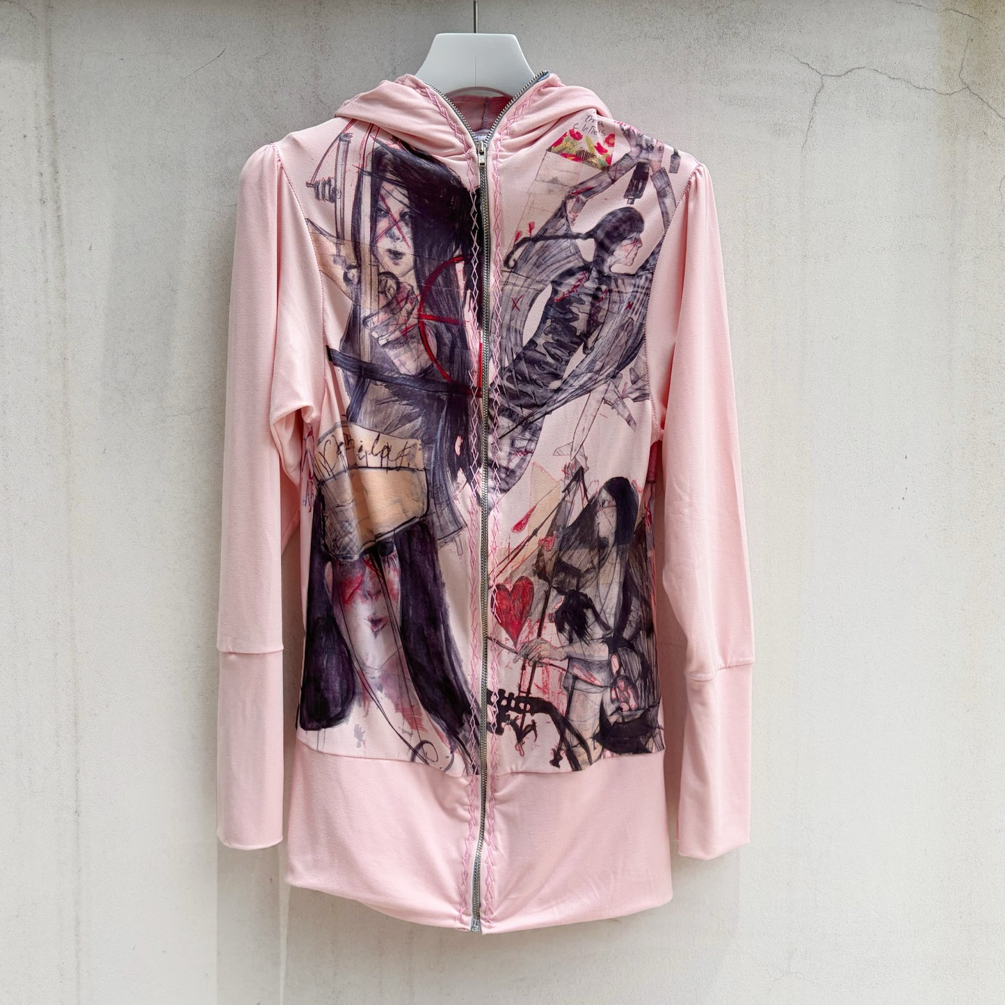 Cat ear zip longslv / pink / キャットイヤージップアップフーディー