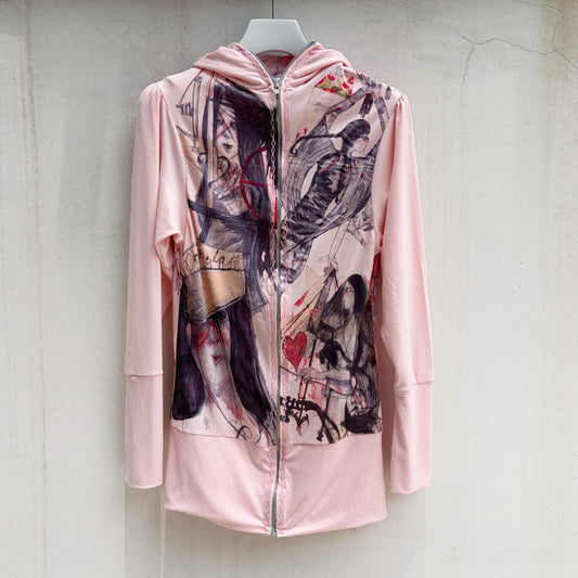 Cat ear zip longslv / pink / キャットイヤージップアップフーディー