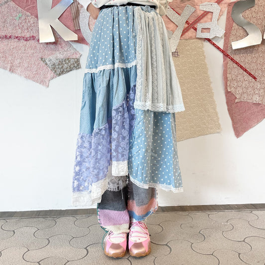 crazy skirt / Blue mix / レースパターンスカート