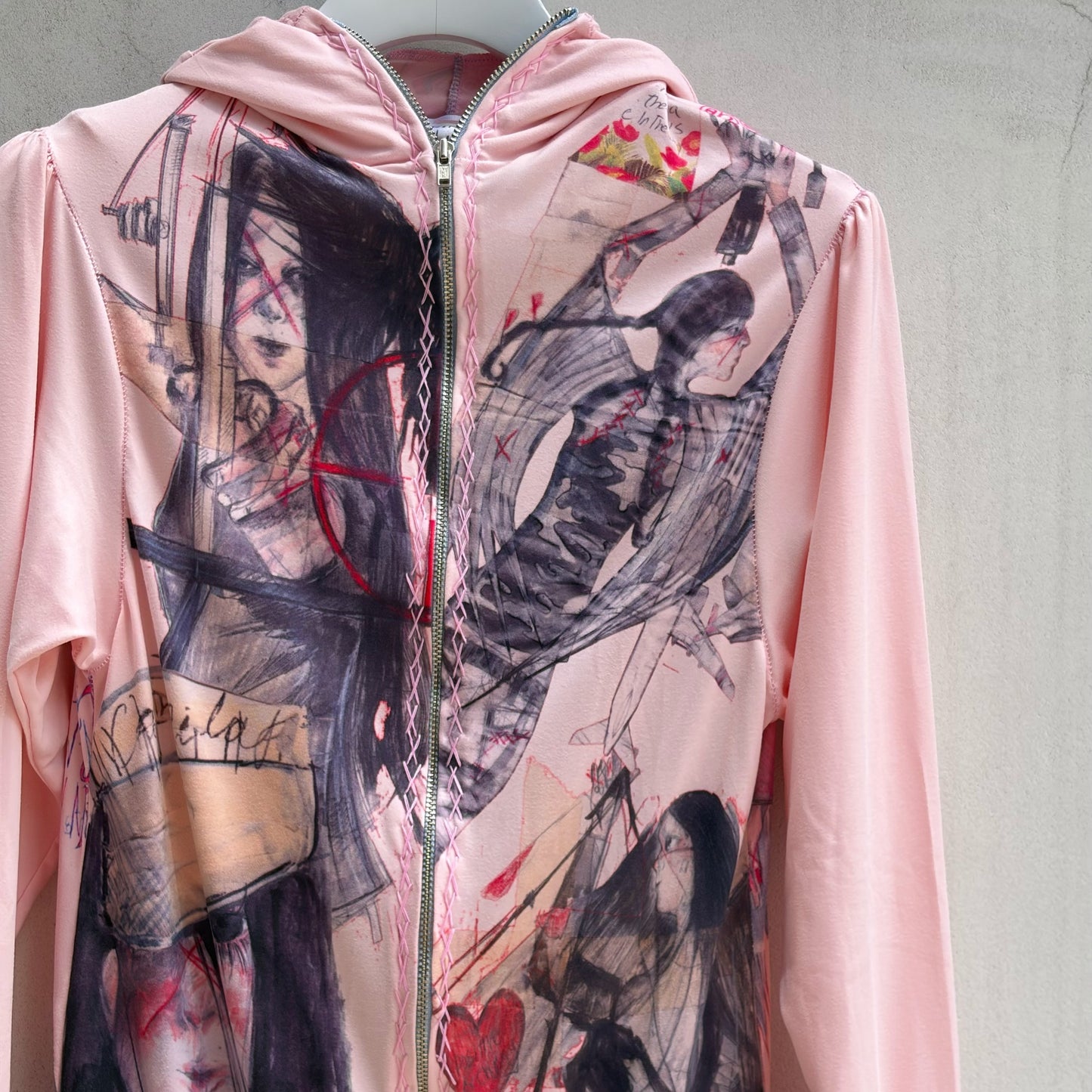Cat ear zip longslv / pink / キャットイヤージップアップフーディー