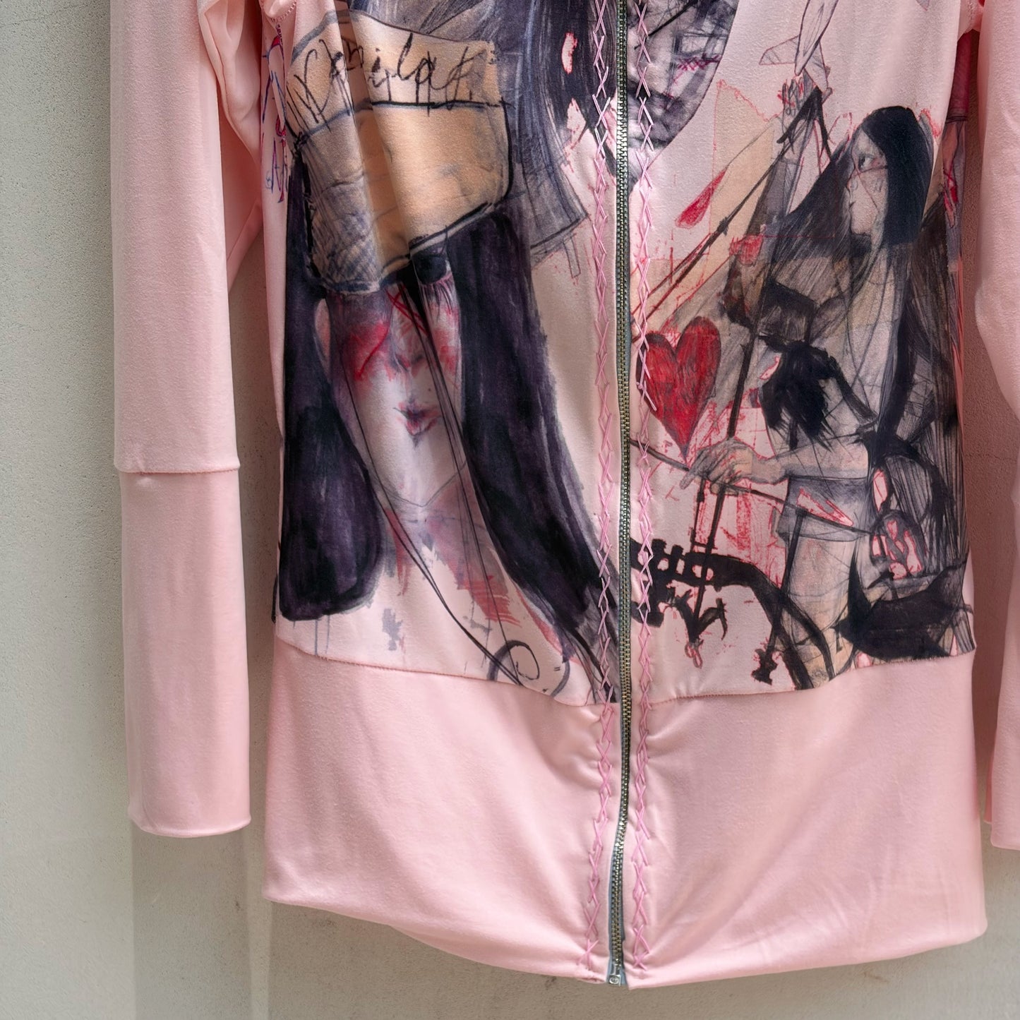 Cat ear zip longslv / pink / キャットイヤージップアップフーディー