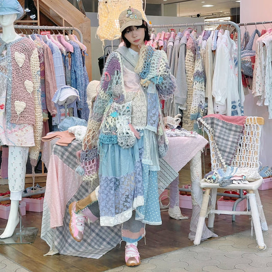 crazy skirt / Blue mix / レースパターンスカート
