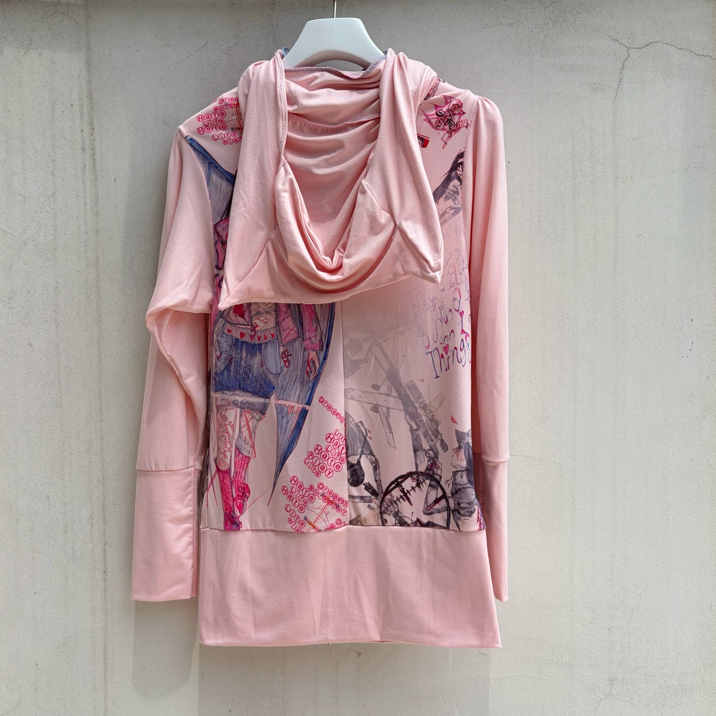 Cat ear zip longslv / pink / キャットイヤージップアップフーディー