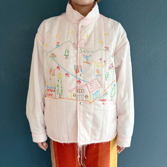 embroidery quilting jacket / pale pink / 刺繍キルティングジャケット
