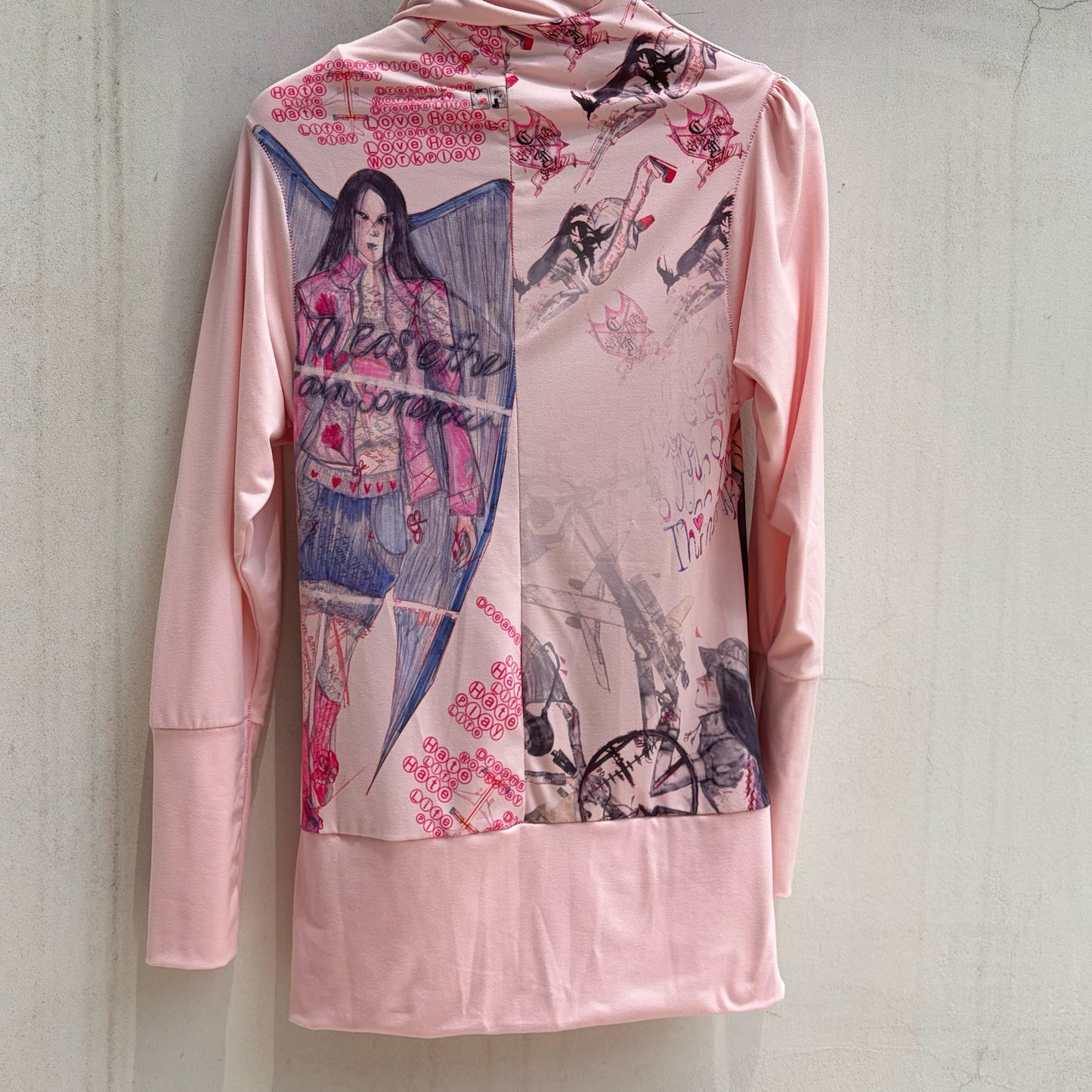 Cat ear zip longslv / pink / キャットイヤージップアップフーディー