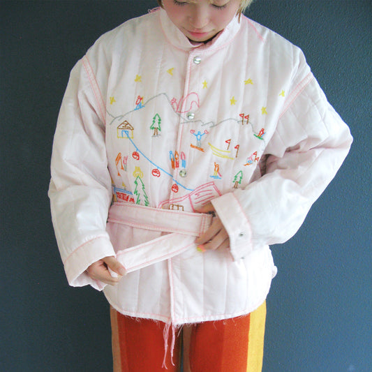 embroidery quilting jacket / pale pink / 刺繍キルティングジャケット
