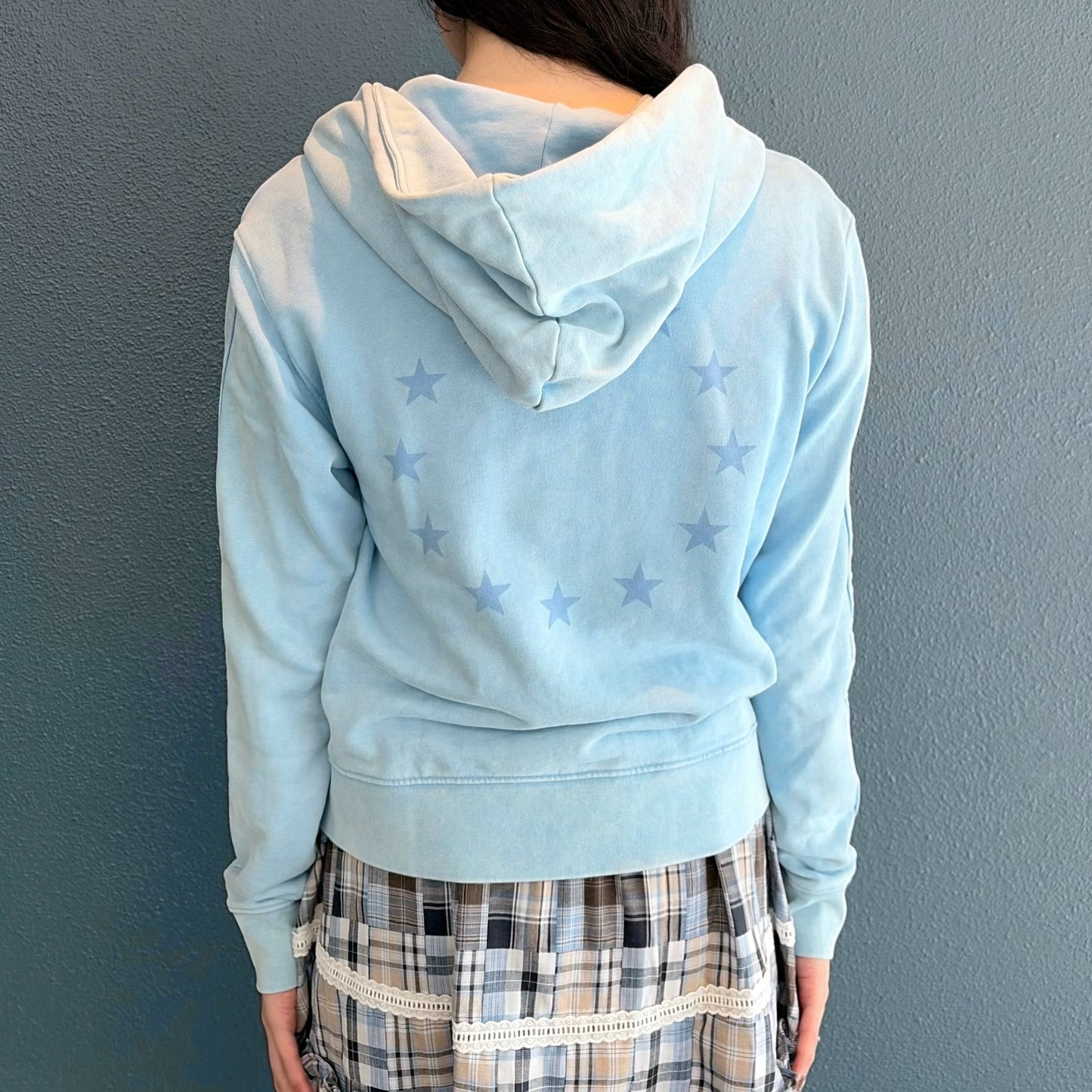 Washed Rhinestone Zip Hoodie / Blue / ウォッシュ加工ジップフーディー