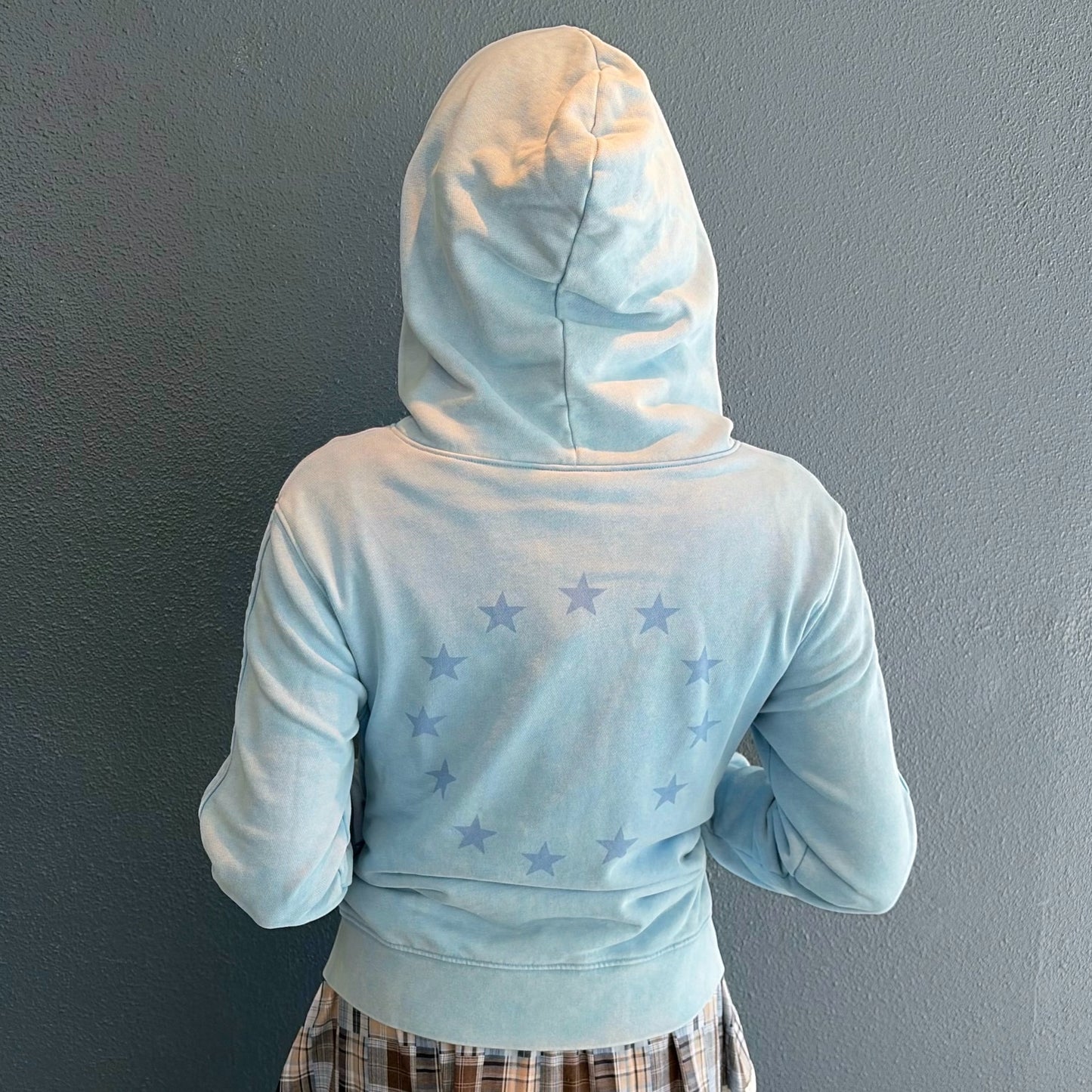 Washed Rhinestone Zip Hoodie / Blue / ウォッシュ加工ジップフーディー
