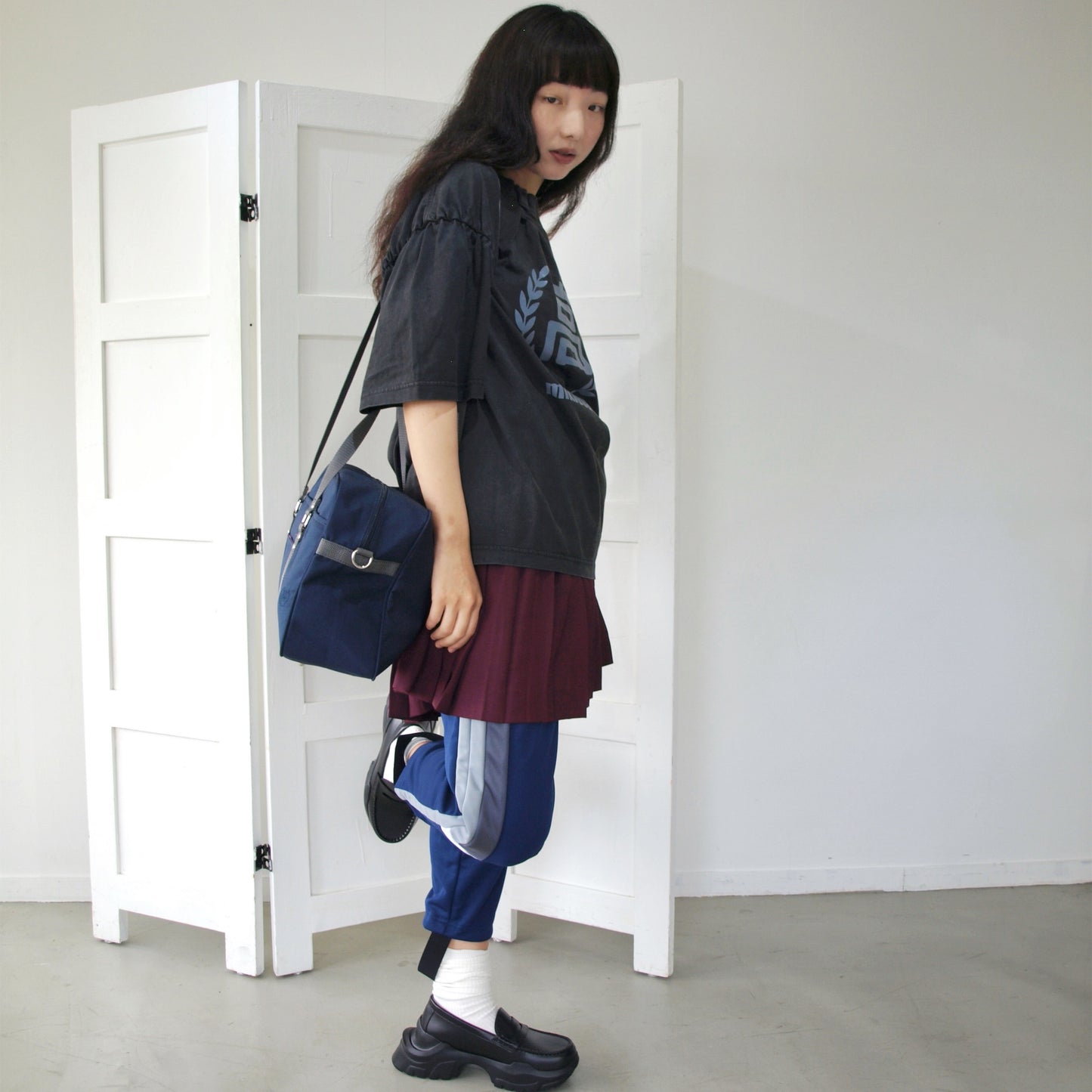 ABANDONED SCHOOL BAG / NYLON NAVY / ショルダースクールバッグ