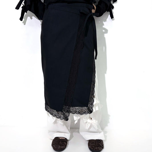 Cotton wrap skirt / Black / ラップスカート