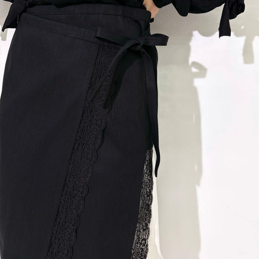 Cotton wrap skirt / Black / ラップスカート