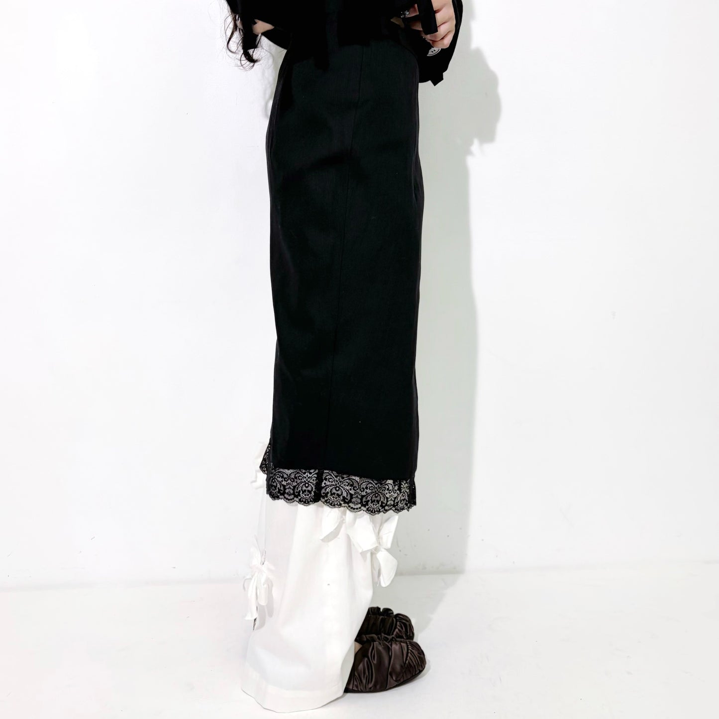 Cotton wrap skirt / Black / ラップスカート
