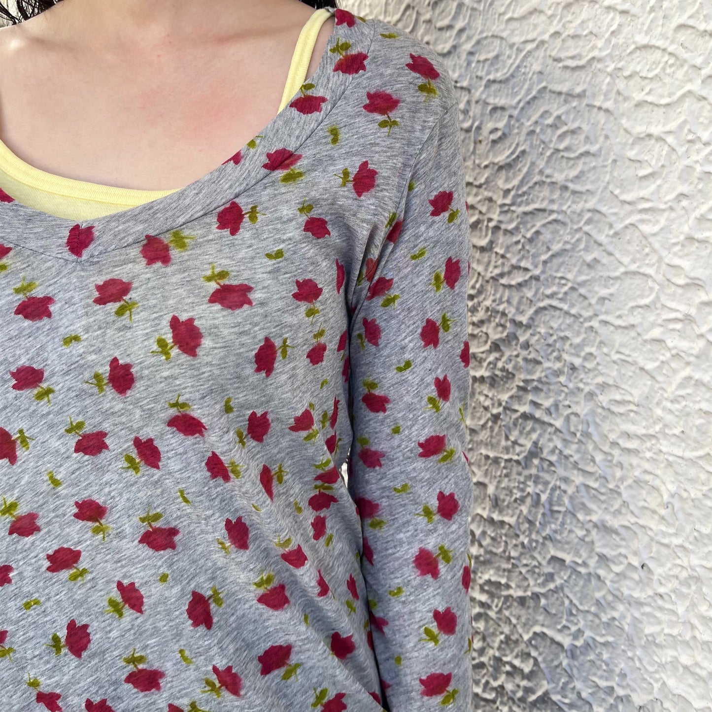 Grey ditzy print long sleeve / エアブラシTシャツ