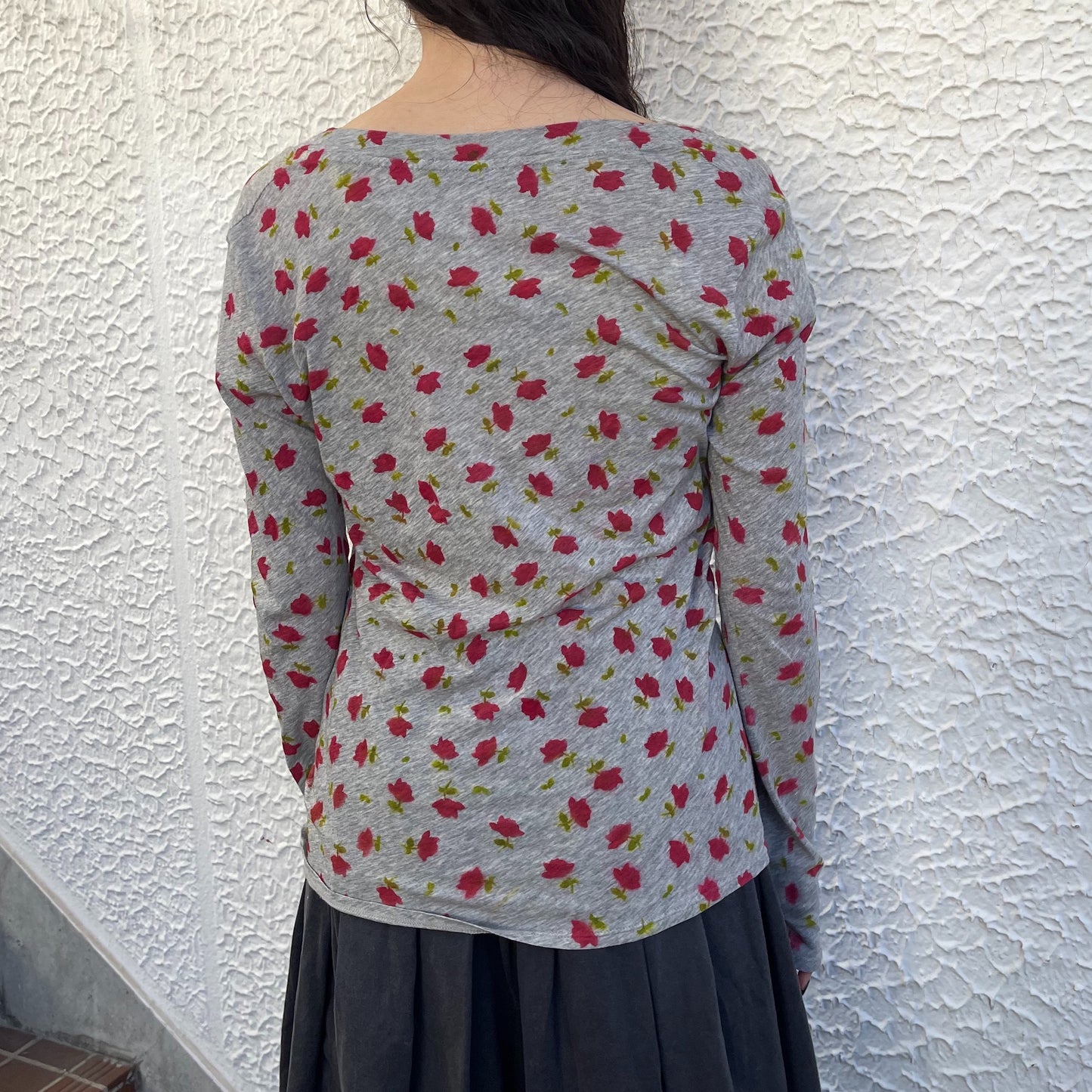 Grey ditzy print long sleeve / エアブラシTシャツ