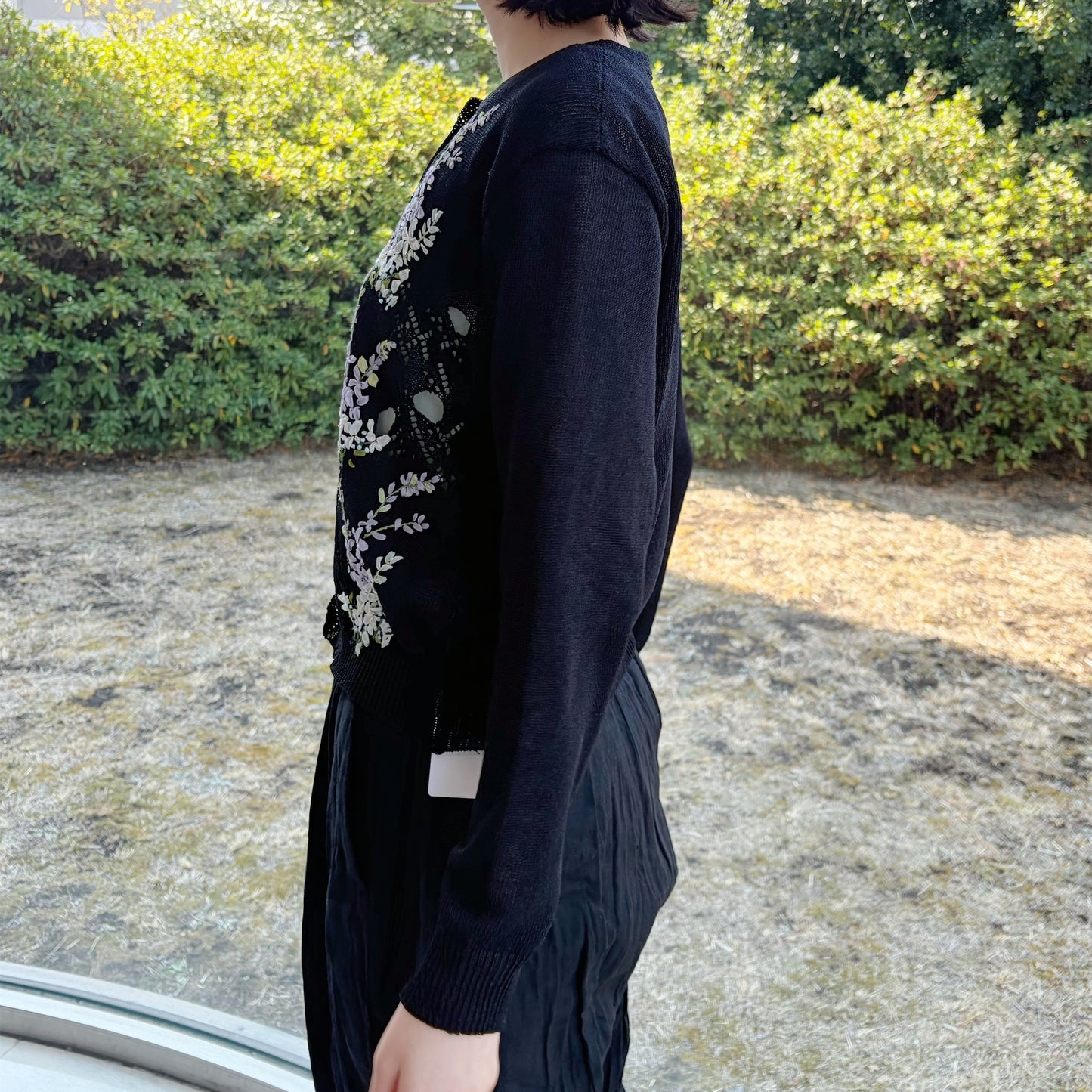 embroidered cardigan / black / 刺繍カーディガン