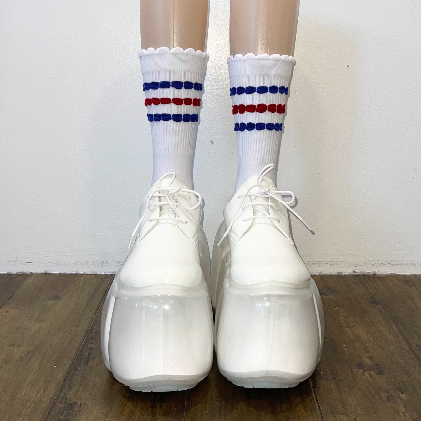 Bubble stripe socks / White / バブルストライプソックス