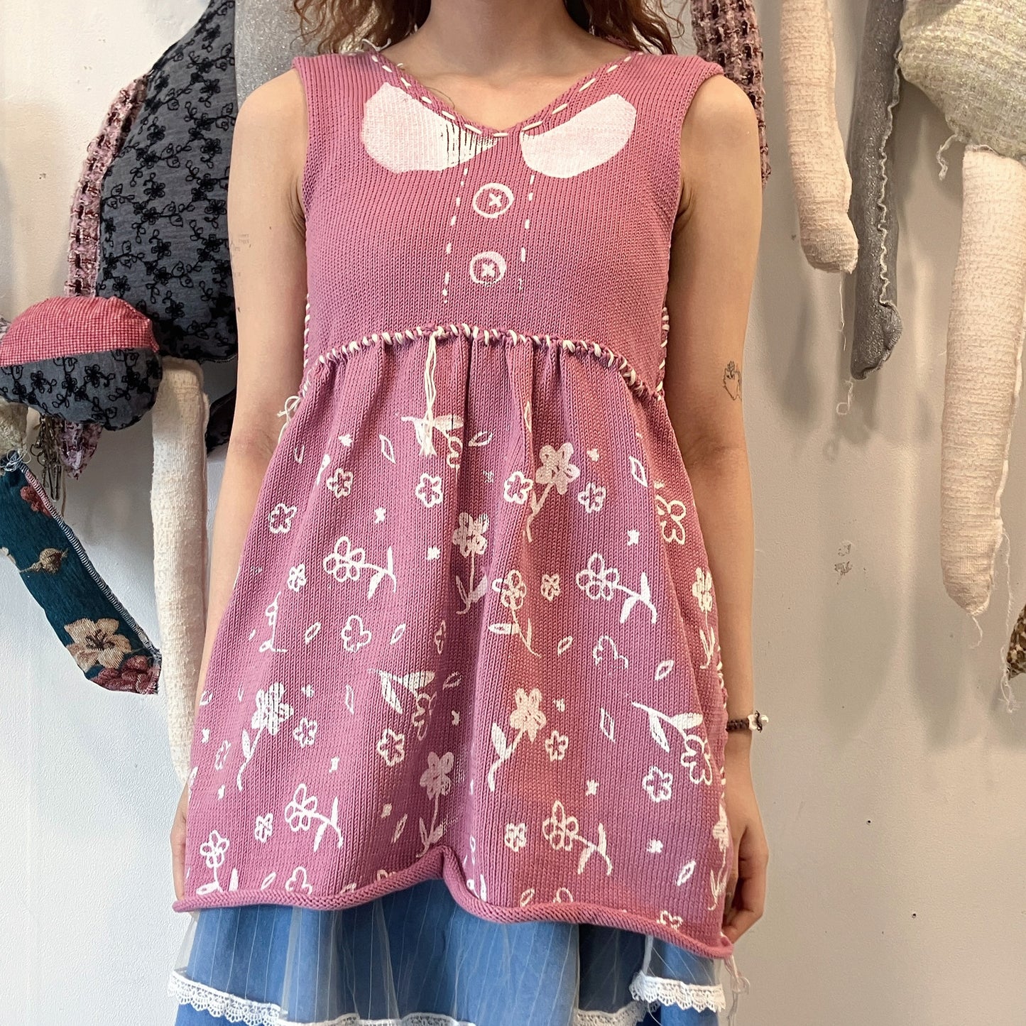 Knit print dress / Pink Mix / ニットプリントドレス