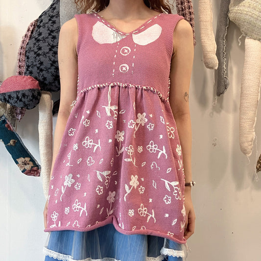 Knit print dress / Pink Mix / ニットプリントドレス