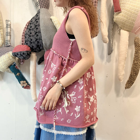 Knit print dress / Pink Mix / ニットプリントドレス