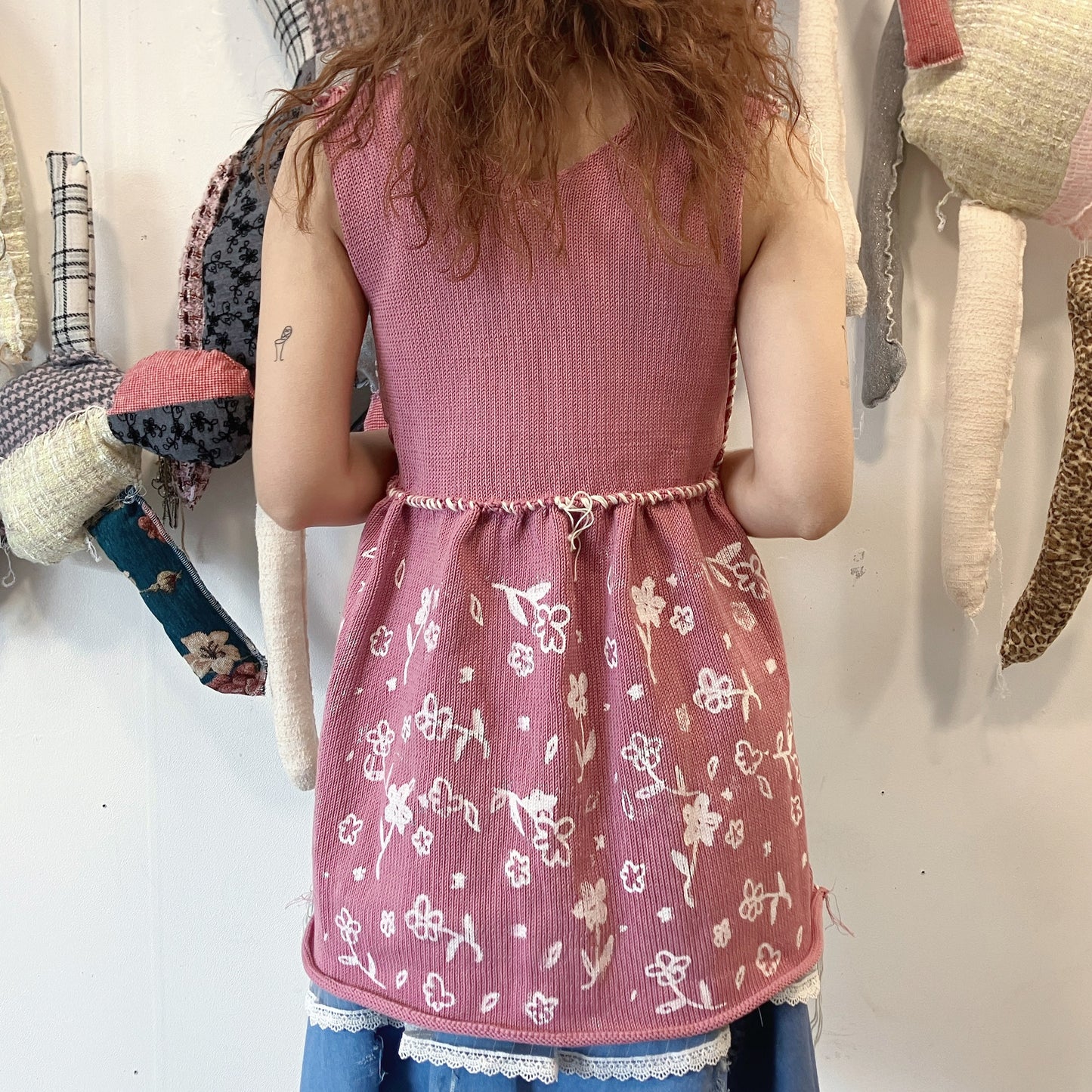 Knit print dress / Pink Mix / ニットプリントドレス