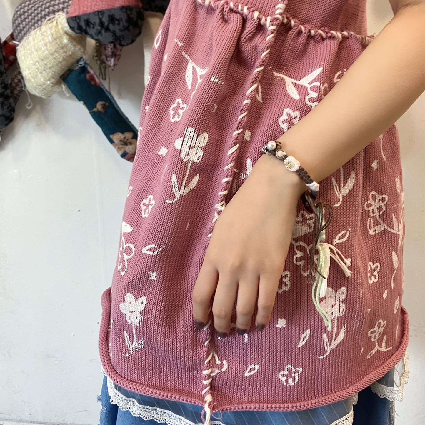 Knit print dress / Pink Mix / ニットプリントドレス