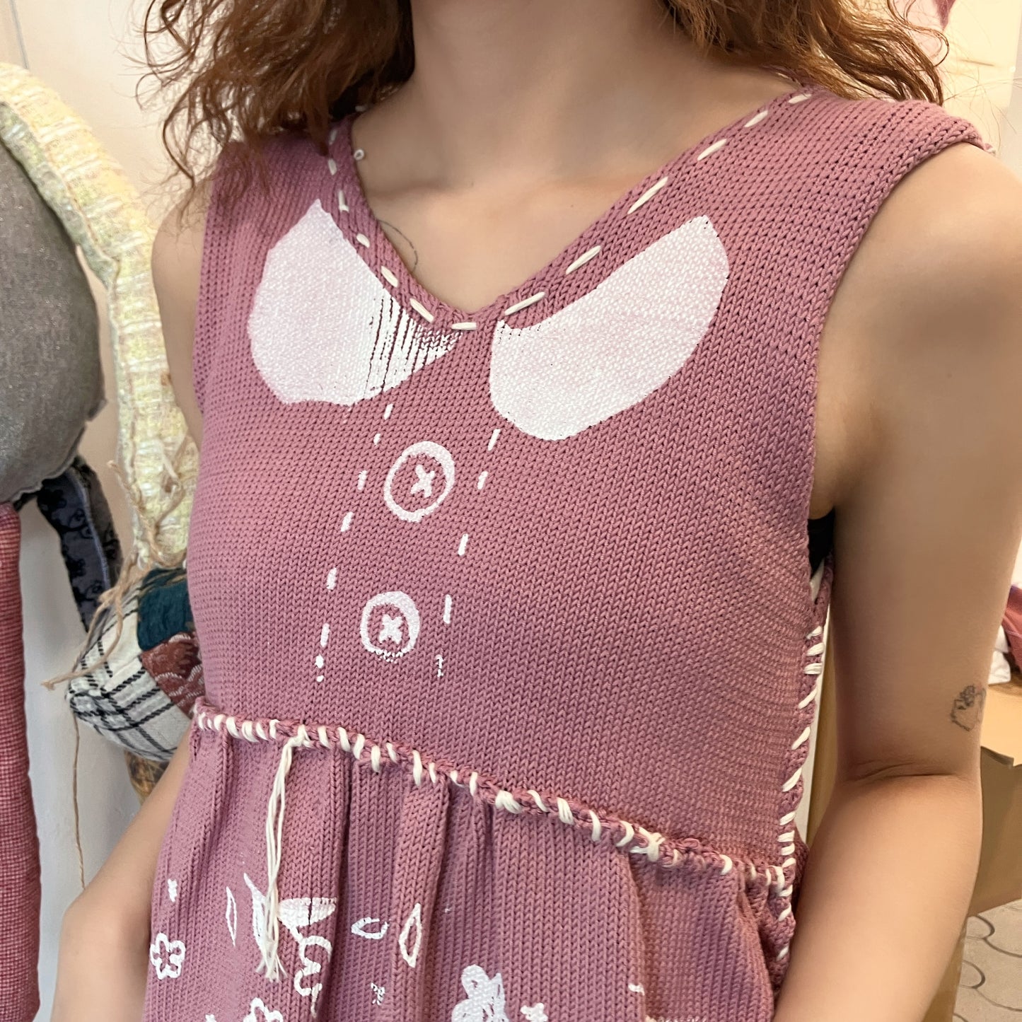 Knit print dress / Pink Mix / ニットプリントドレス