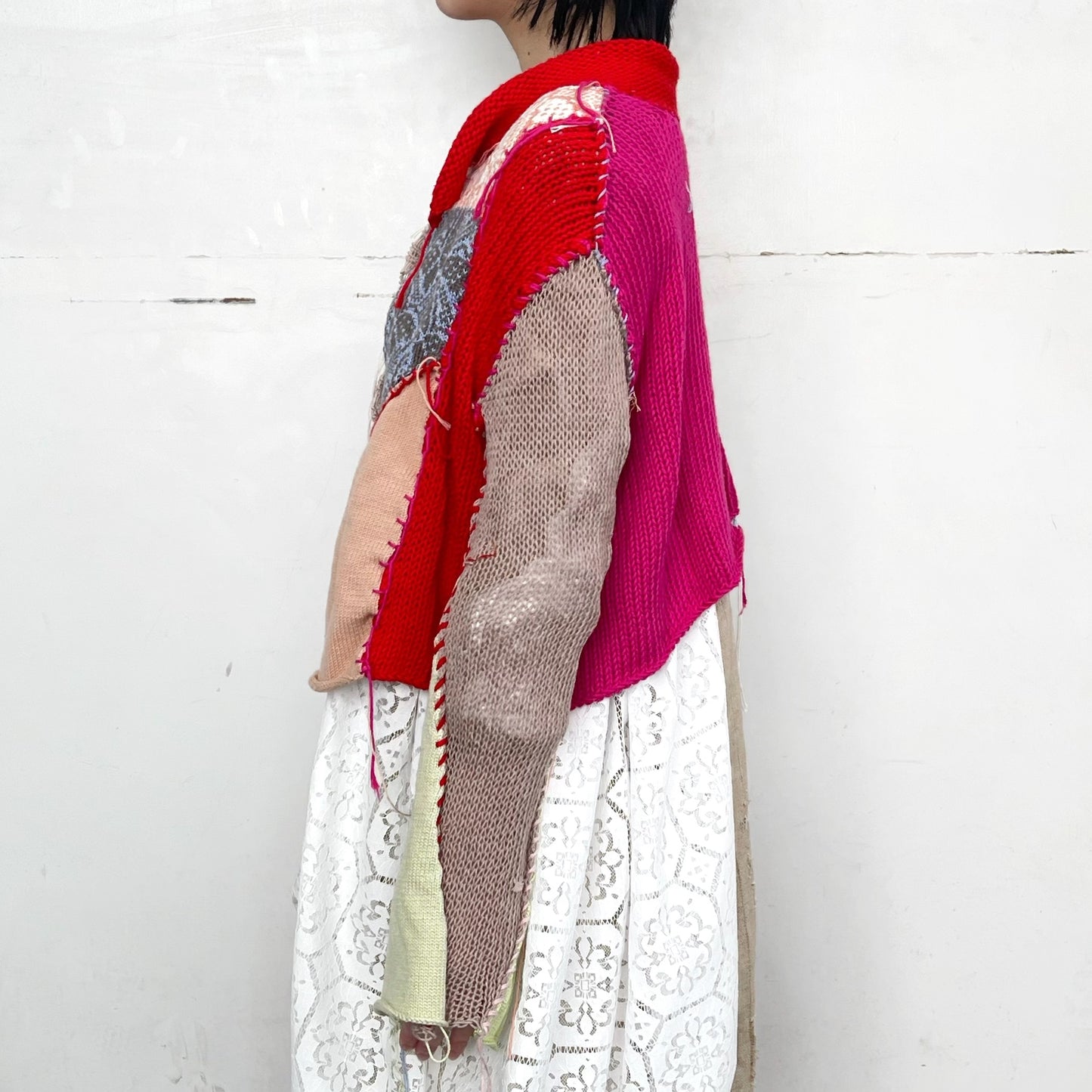 Patchwork knit shirt / Mix / パッチワークニットシャツ