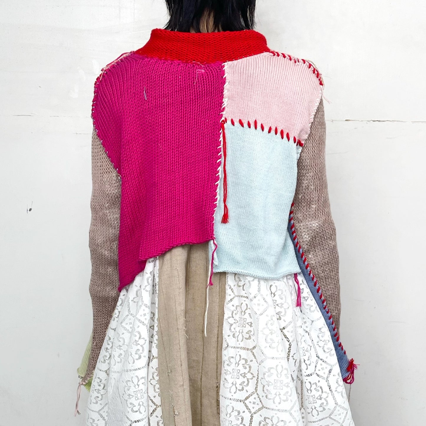 Patchwork knit shirt / Mix / パッチワークニットシャツ
