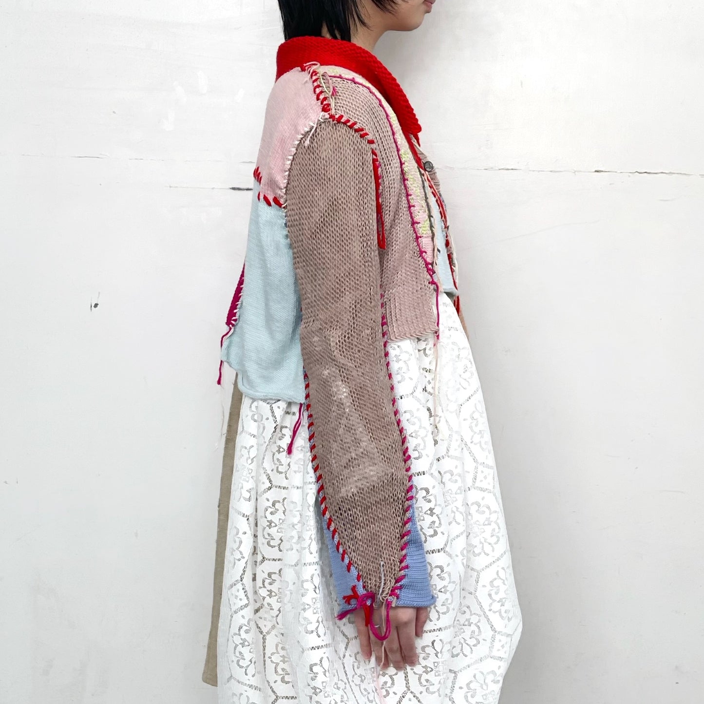 Patchwork knit shirt / Mix / パッチワークニットシャツ