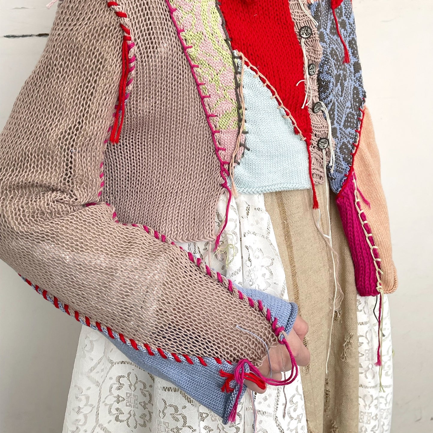 Patchwork knit shirt / Mix / パッチワークニットシャツ