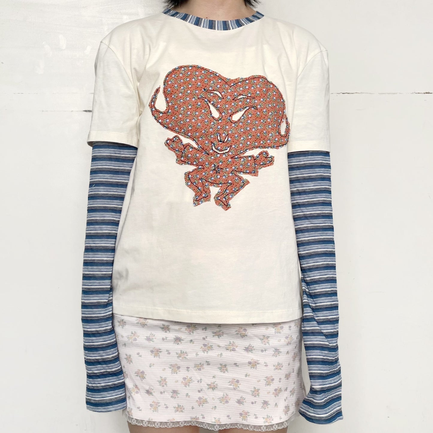 Cuore Double T-shirt / Cream / ハートダブルTシャツ