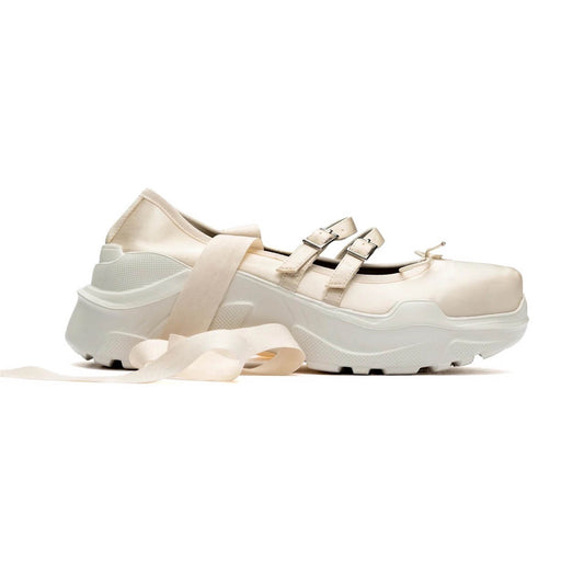 【AKIKOAOKI】Giselle-satin / Ivory x White / サテンバレエシューズ