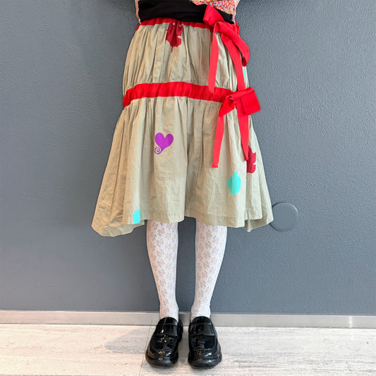 APPLE TIERED DROP WAIST SKIRT / APPLE / リボンティアードスカート