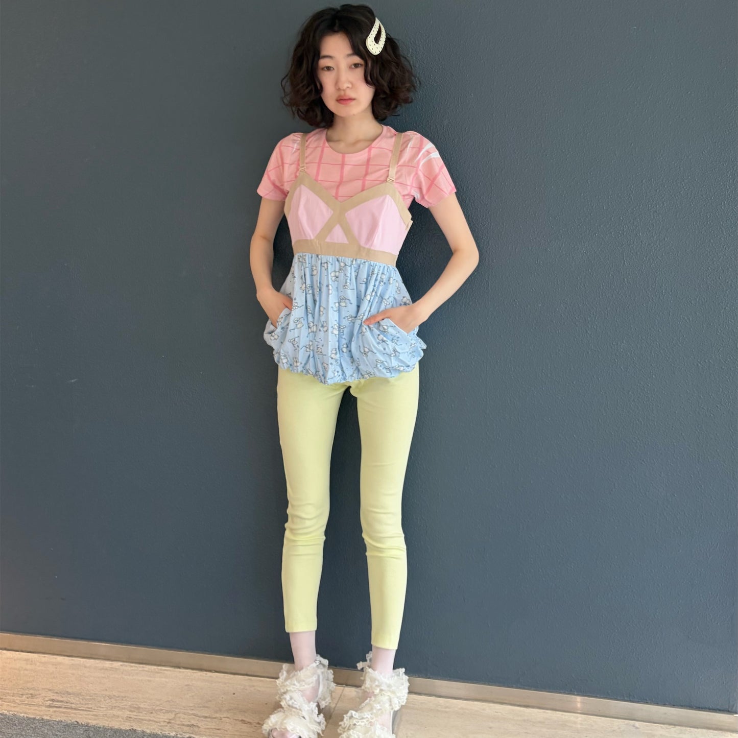 DOUBLE WAISTBAND LEGGINGS / PEACH/JELLYBEAN/CREAM / ダブルウエスト