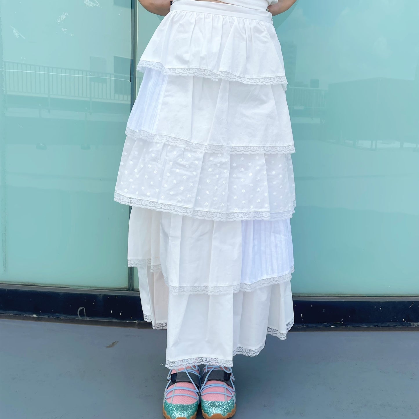 Dottie tiered Skirt / White / フリルティアードスカート