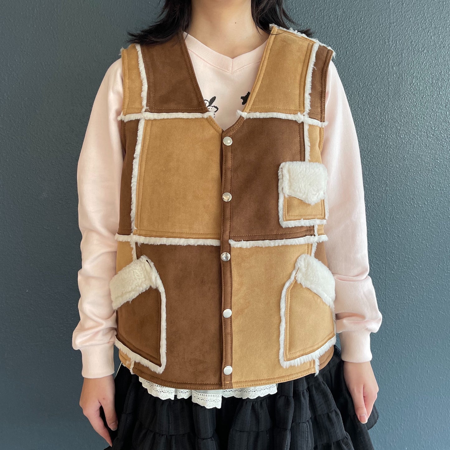 Suki sheepskin vest / Beige / シープスキンベスト