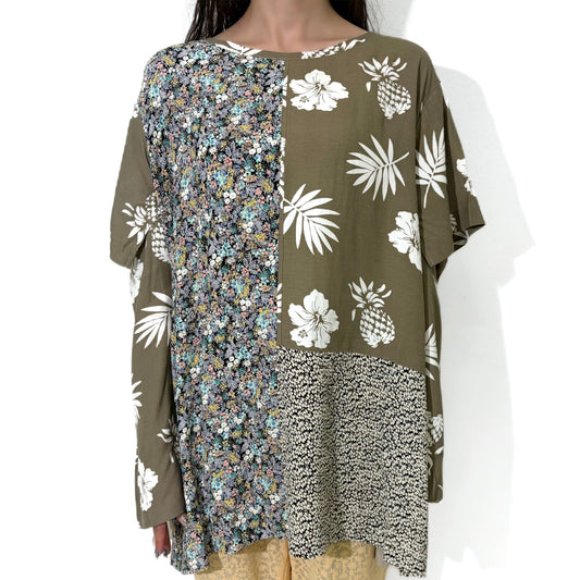 YEAH RIGHT!! / W SLEEVE TOPS / BEIGE / リメイクトップ