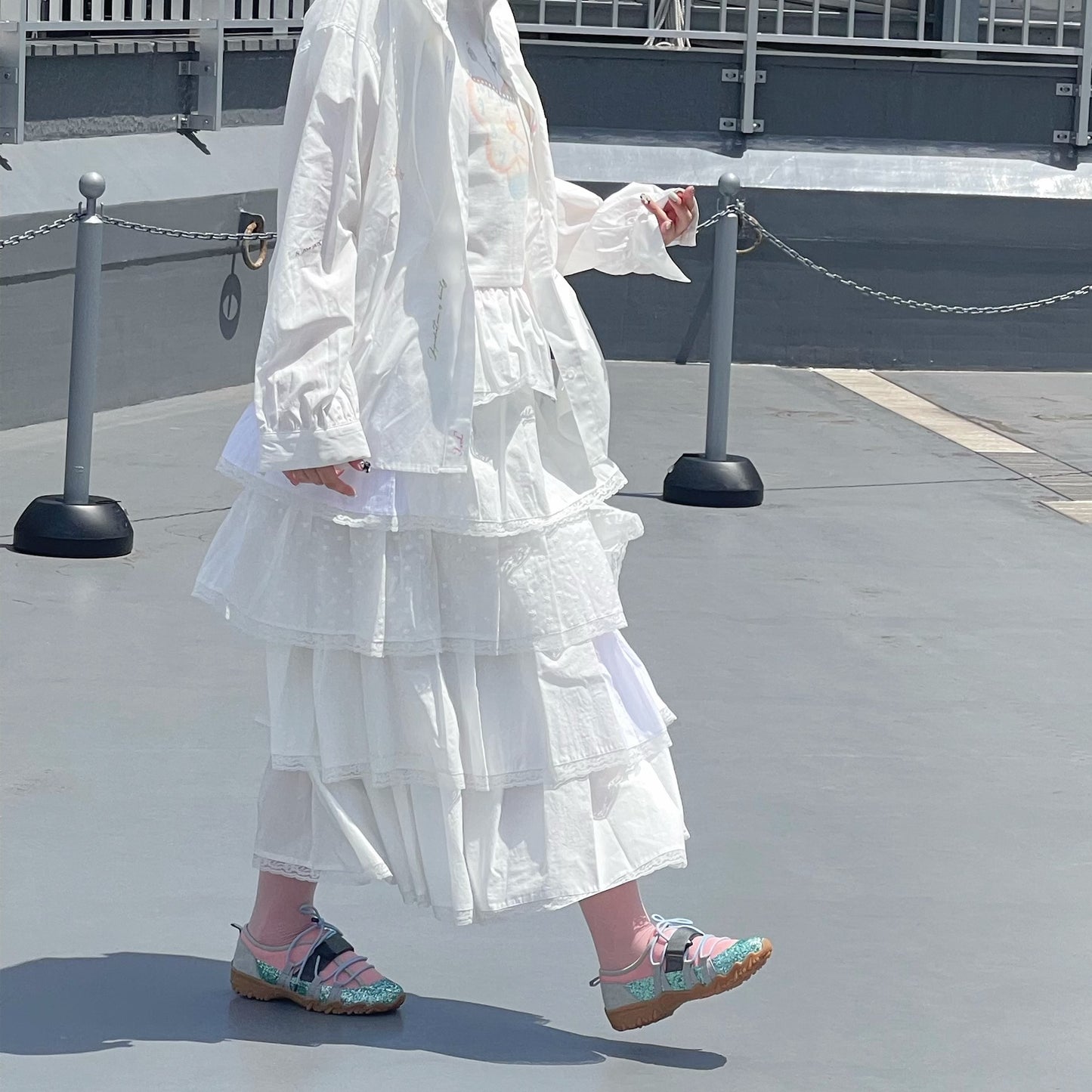 Dottie tiered Skirt / White / フリルティアードスカート