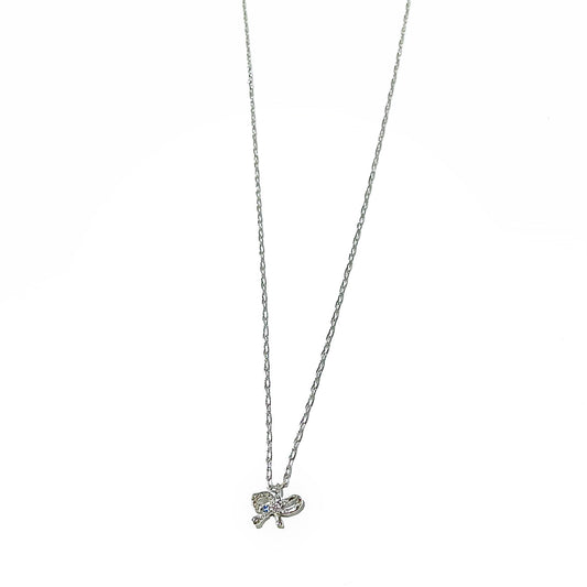 mini ribbon necklace / zirconia / ミニリボンネックレス