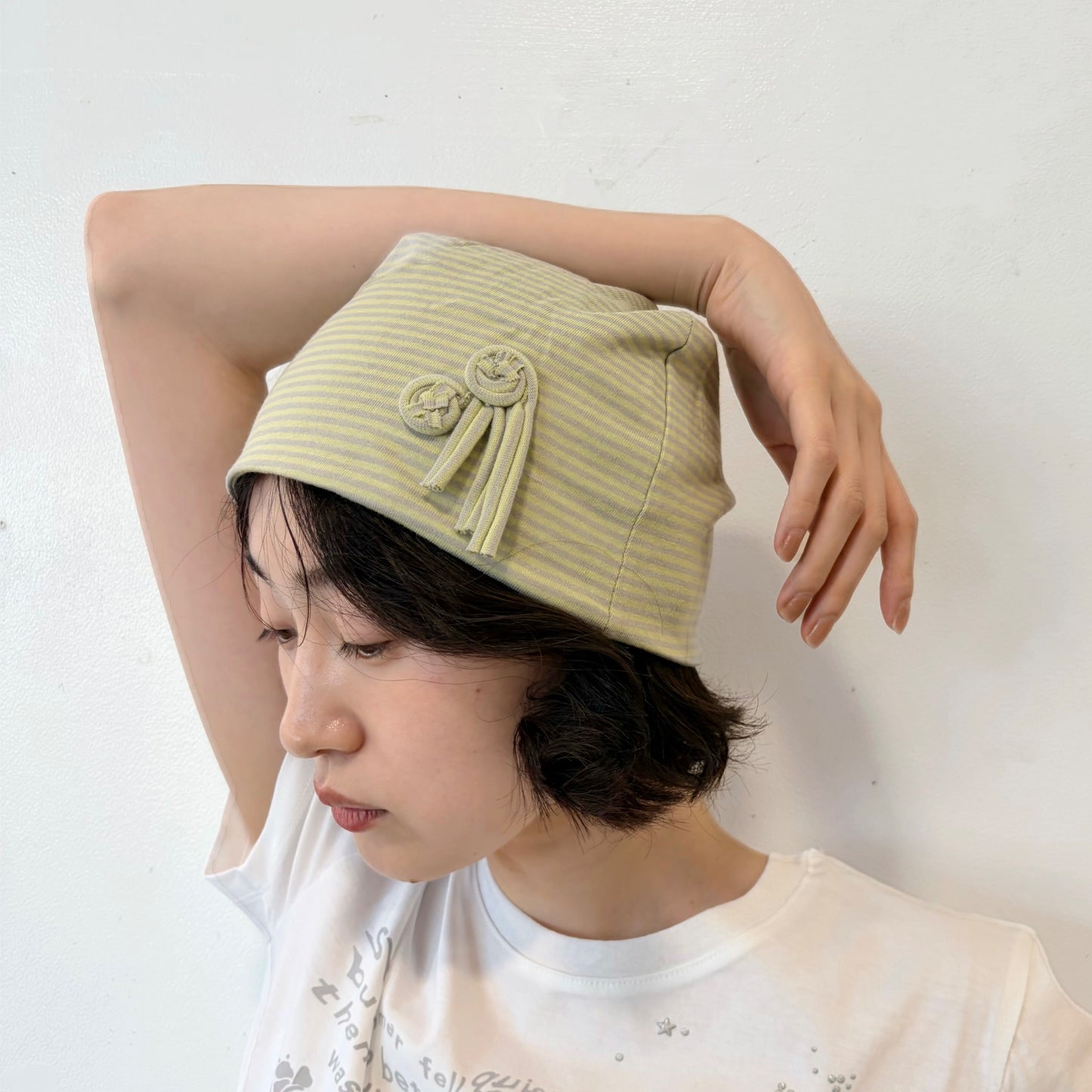 Spiral Trim Beanie / Green / ストライプビーニー