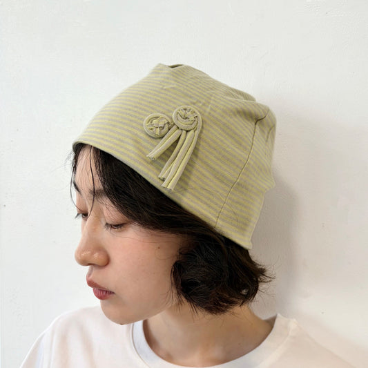 Spiral Trim Beanie / Green / ストライプビーニー