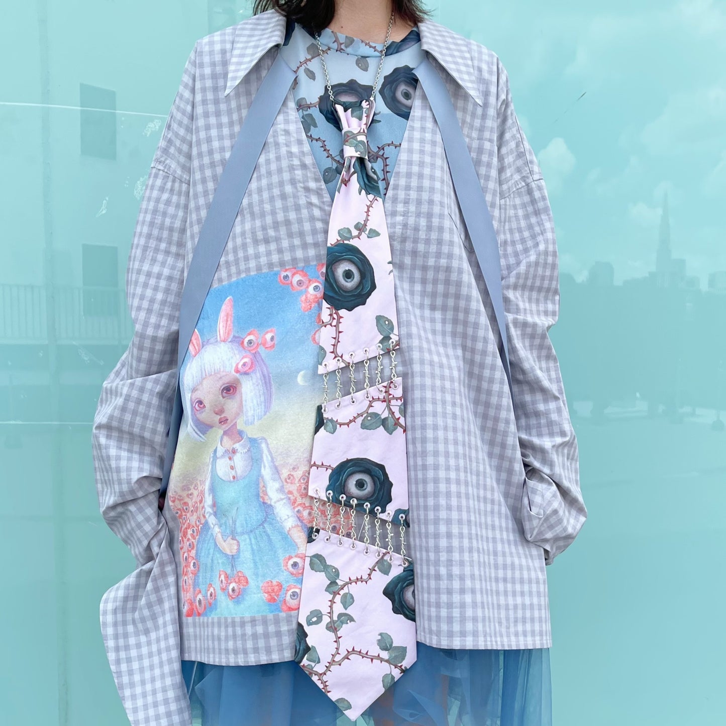 CHAIN PUNK TIE / ROSE PINK / グラフィックネクタイ
