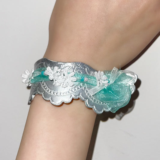 lace bangle / Flower green / レースバングル