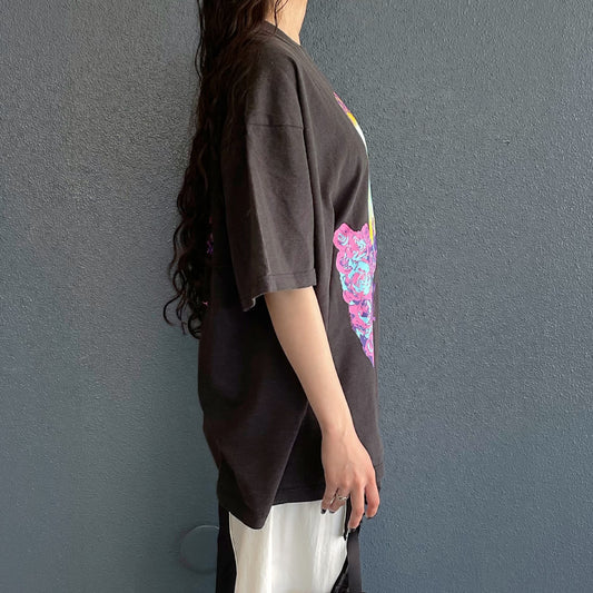 AMY FLOWER CROWN T-SHIRT BIOWASHED / BLACK / MAYA SHIBASAKIコラボレーション