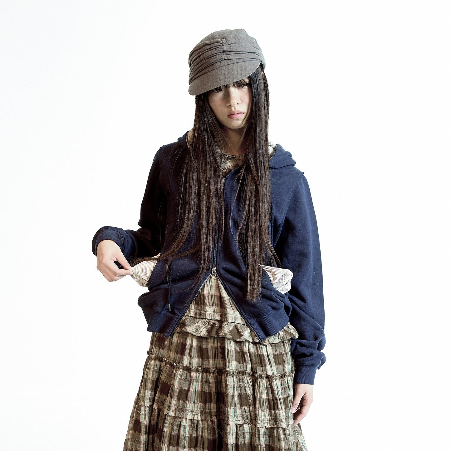 FLOWER POINT ZIP-UP HOODIE / NAVY / ジップアップフーディー