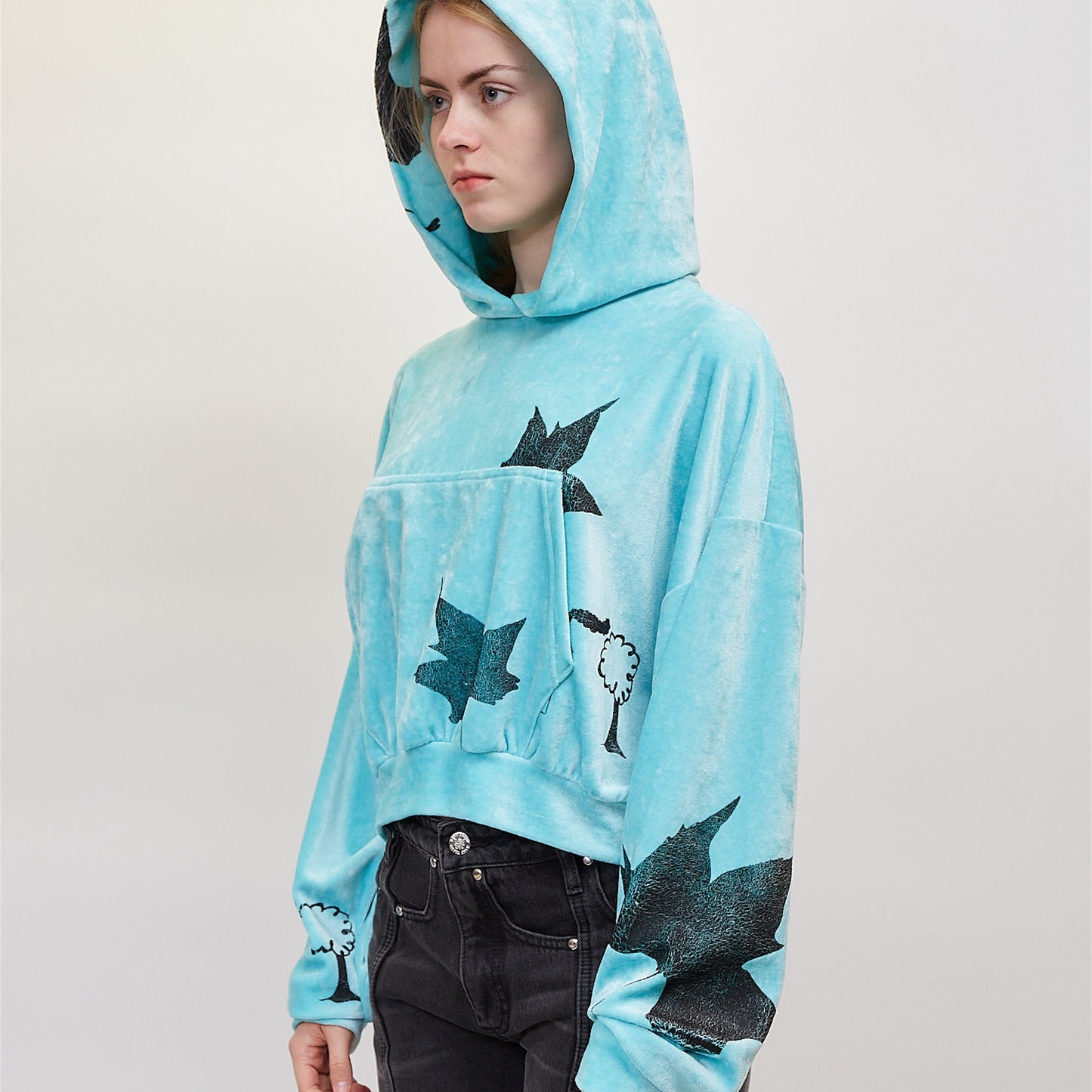 YUMMY VELOUR HOODIE / AQUA / ベロアフーディー