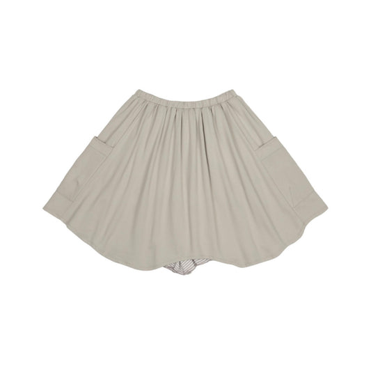 STRIPED LAYERED MIDI SKIRT / LIGHT GREY / レイヤードミディスカート