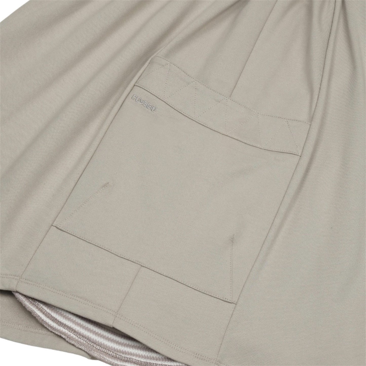 STRIPED LAYERED MIDI SKIRT / LIGHT GREY / レイヤードミディスカート
