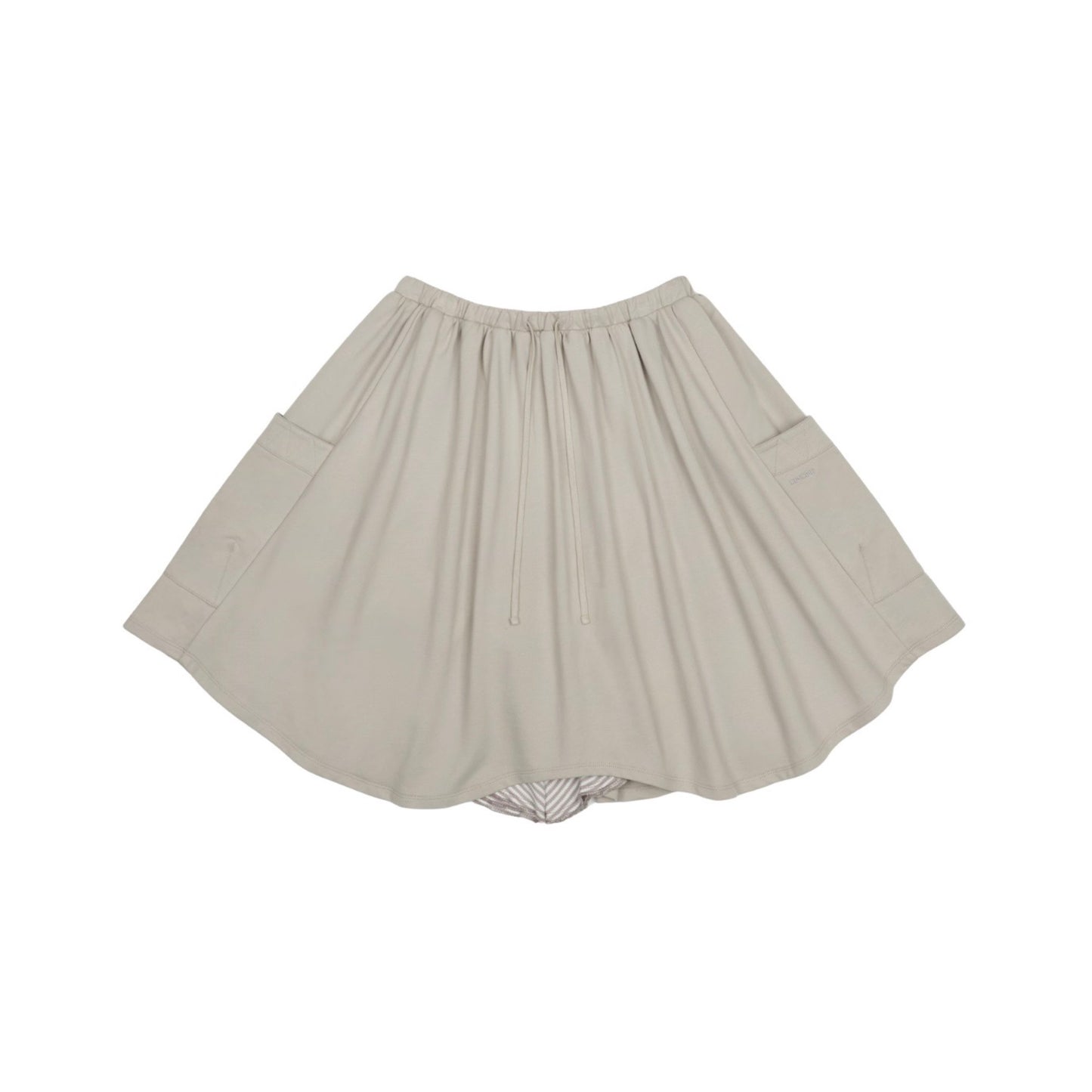 STRIPED LAYERED MIDI SKIRT / LIGHT GREY / レイヤードミディスカート